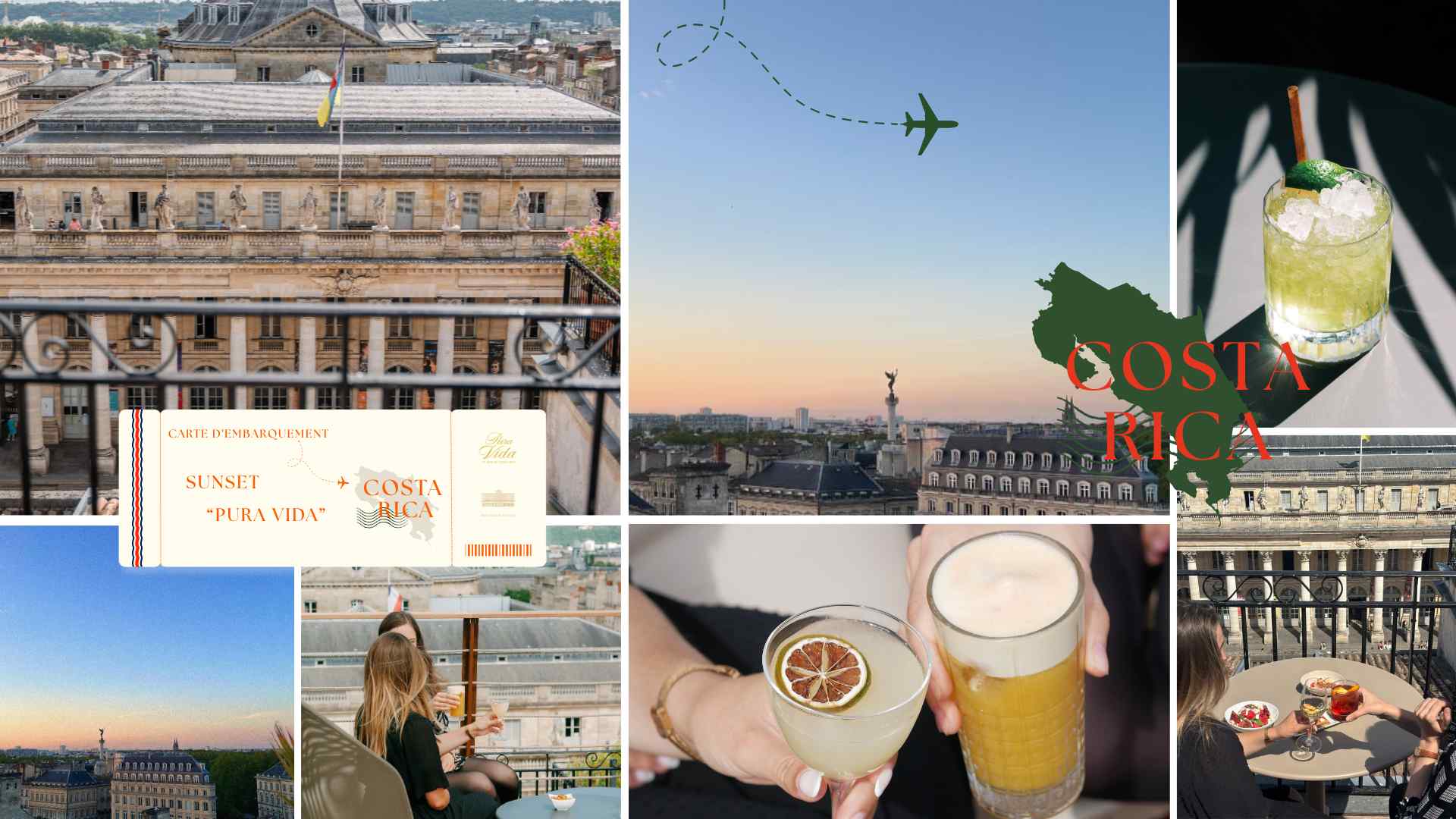 波尔多洲际酒店屋顶酒廊Pura Vida之夜剪影:鸡尾酒、日落与大剧院美景